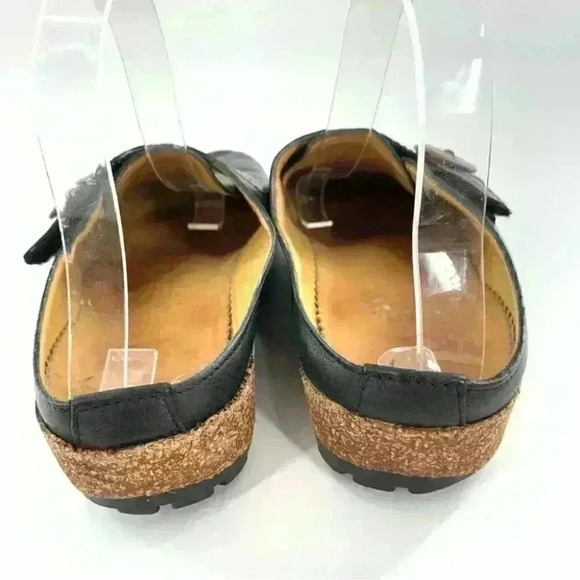 Haflinger adventure flats 39 black leather cork slip on mules walking comfort - Picture 4 of 13